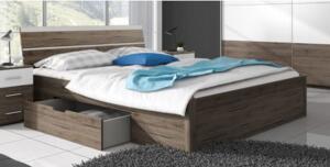 Akce - Manželská postel Dione - dub san remo tmavý + bílá